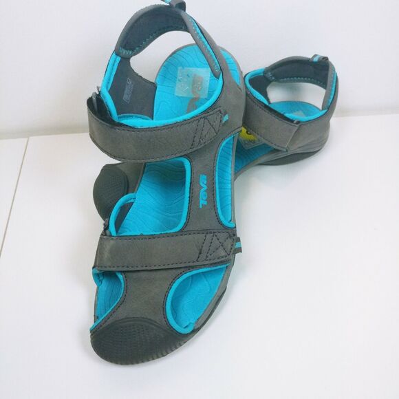 Teva Youth 5 / Woman 7 Sandals Aqua Blue Gray Putian Athletic Comfort walking - Picture 4 of 6